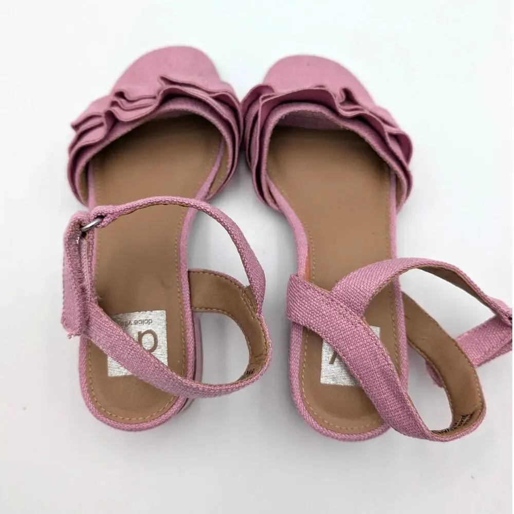 DV by Dolce Vita Govani Ruffle Sandals Open Toe Girls Pink Size US1 EU32